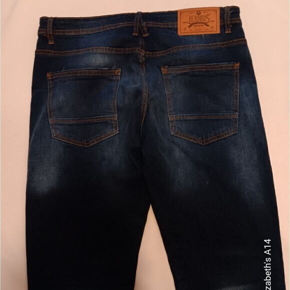 Akademiks Jeanius 34/30 Straight Distressed Jeans Great Pre-Owned Condition - Picture 5 of 5